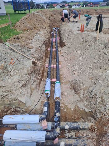 Bauarbeiten für die Erweiterung des Nahwärmenetzes