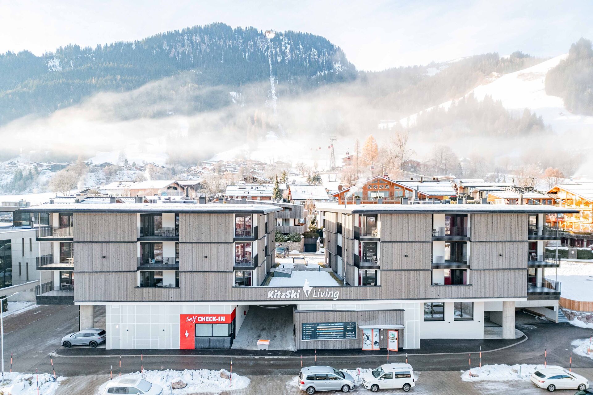 Das Personalgebäude, nahe an der Skianlage gelegen